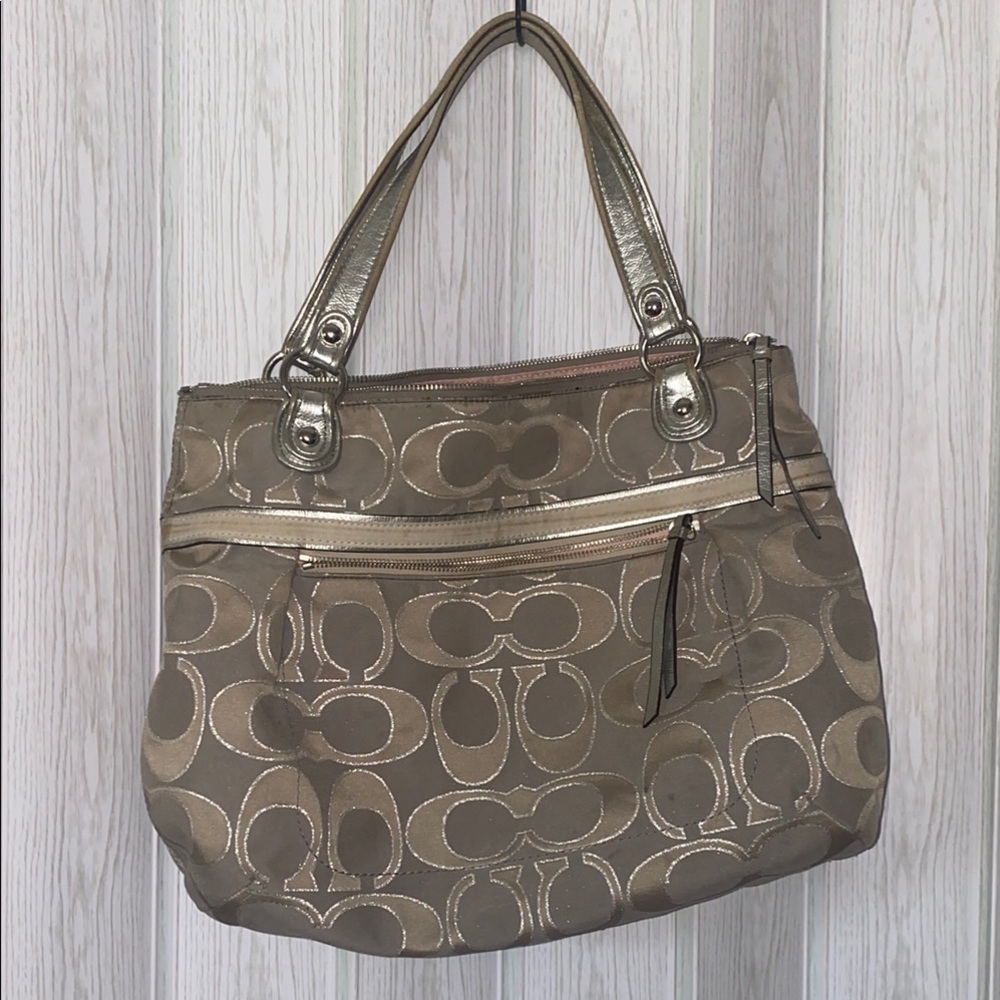 Coach Poppy No. M1120-18979 Silver with pink lining with matching wallet